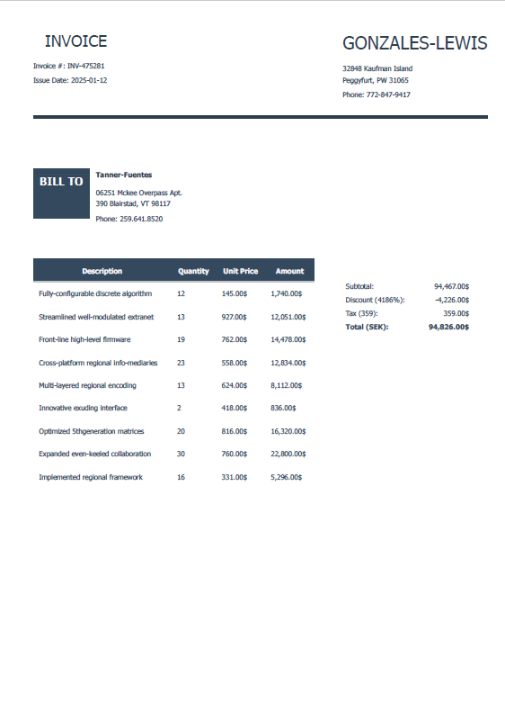 Preview of Business Invoice